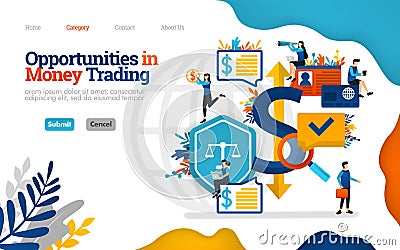 Opportunities in money trading. make choices and decisions in financial investment. Vector flat illustration concept, can use for, Vector Illustration