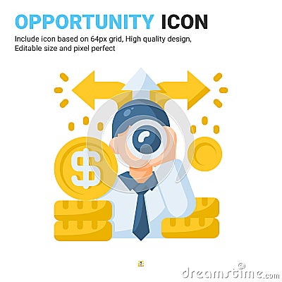 Opportunity icon vector with flat color style isolated on white background. Vector illustration opportunities sign symbol icon Vector Illustration