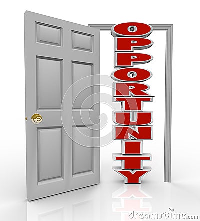 Opportunity Knocks Door Opens to New Growth and Chances Stock Photo