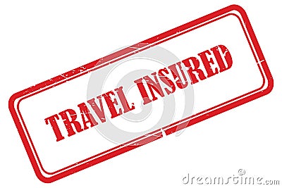 travel insured stamp on white Stock Photo