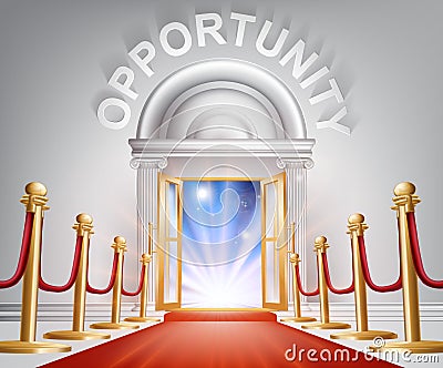 Opportunity Red Carpet Door Vector Illustration