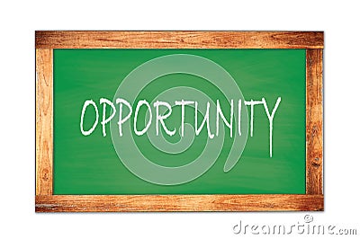 OPPORTUNITY text written on green school board Stock Photo