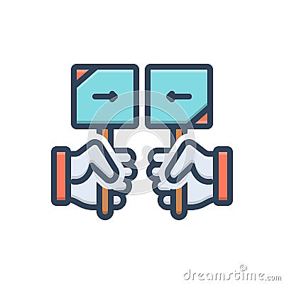 Color illustration icon for Opposed, opponent and process Cartoon Illustration