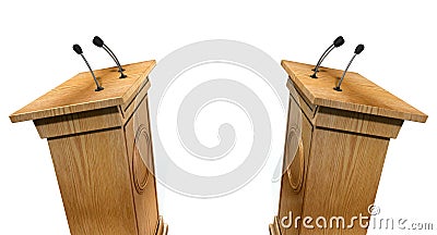 Opposing Debate Podiums Stock Photo