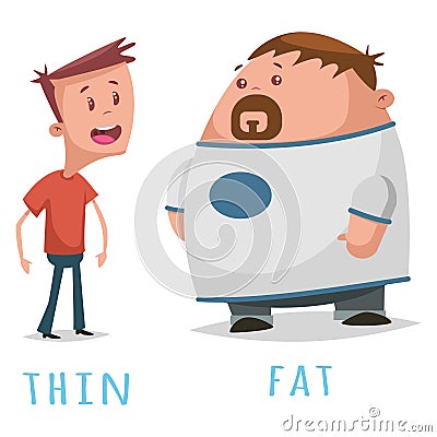 Opposite adjectives fat and thin vector Vector Illustration