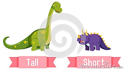 Opposite English Words tall and short Vector Illustration