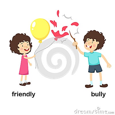 Opposite friendly and bully Vector Illustration