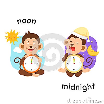 Opposite noon and midnight illustration Vector Illustration