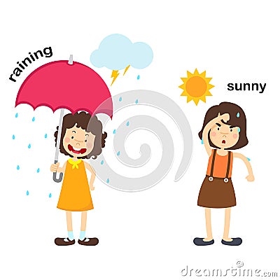 Opposite raining and sunny Vector Illustration