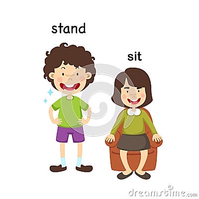 Opposite stand and sit Vector Illustration