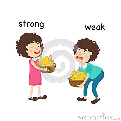 Opposite strong and weak and clever Vector Illustration