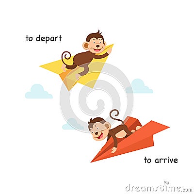 Opposite to depart and to arrive Vector Illustration