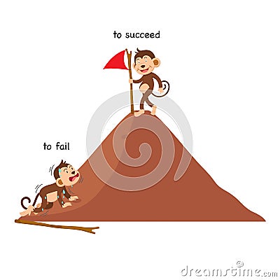 Opposite to fail and to succeed Vector Illustration