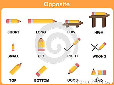 Opposite word for preschool - Worksheet for education Vector Illustration