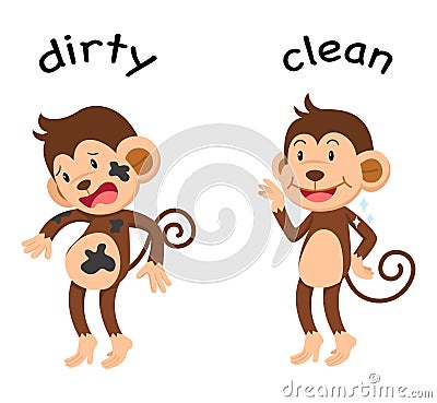 Opposite words dirty and clean Vector Illustration