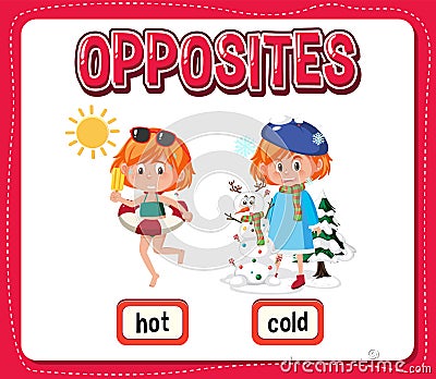 Opposite words for hot and cold Vector Illustration