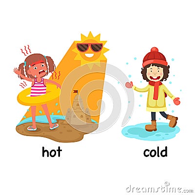 Opposite words hot and cold Vector Illustration