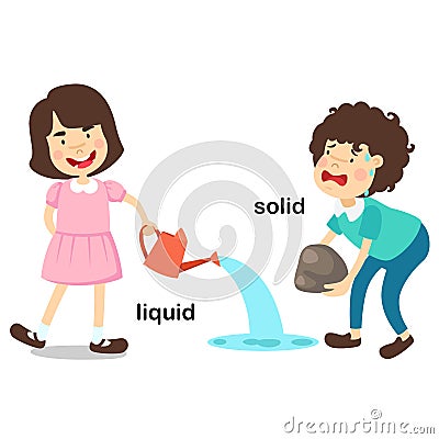Opposite words liquid and solid Vector Illustration