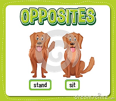 Opposite words for stand and sit Vector Illustration
