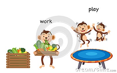 Opposite work and play Vector Illustration