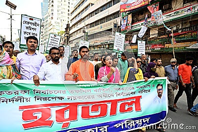 Opposition BNP party calls 48-hour nationwide strike in Bangladesh. Editorial Stock Photo