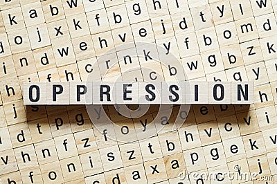 Oppression word concept on cubes Stock Photo