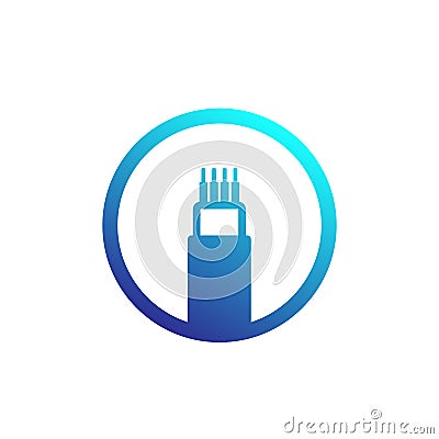 Optic cable, bandwidth vector icon Vector Illustration