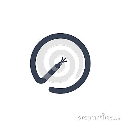 Optic fiber cable icon isolated on white Vector Illustration