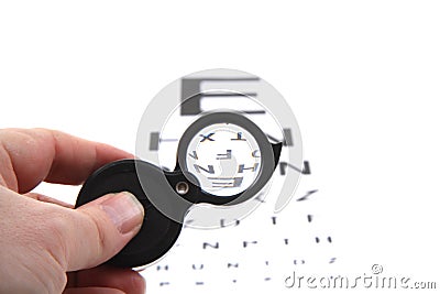 optic test and different magnify glasses Stock Photo