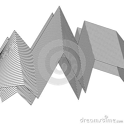 optical art, opart striped wavy background. abstract waves black and white line stripes. Vectro illustartion Vector Illustration