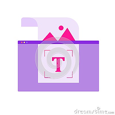 Optical character recognition. Electronic conversion images into machine-encoded text. Vector concept illustration Vector Illustration