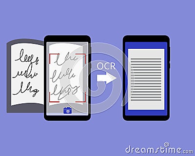 Optical Character Recognition OCR application to convert handwritten to text vector Vector Illustration