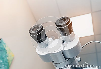 Optical equipment. Ophthalmological clinic, eye care, selection of glasses Stock Photo