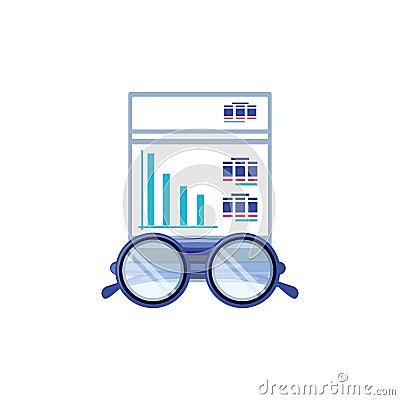 Optical eyeglasses and document with infographic Vector Illustration