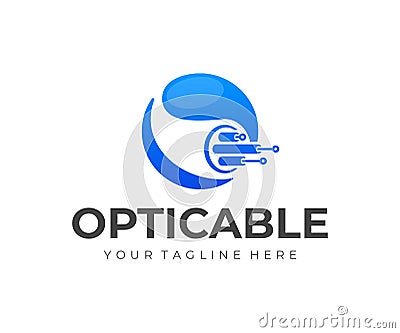 Optical fiber cable logo design. Internet connection vector design Vector Illustration