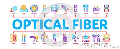 Optical Fiber Cable Minimal Infographic Banner Vector Vector Illustration