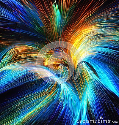 Abstract view of multicolored fiber optics Stock Photo