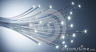 Optical fibers bundled to a cable - 3D illustration Stock Photo