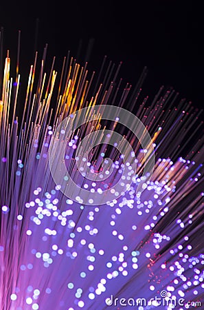 optical fibres dinamic flying from deep on technology Stock Photo
