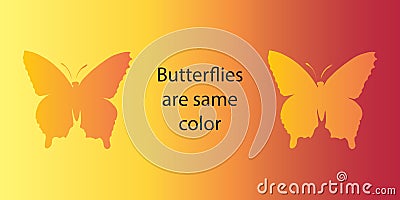 Optical illusion. Both butterflies are the same color Vector Illustration