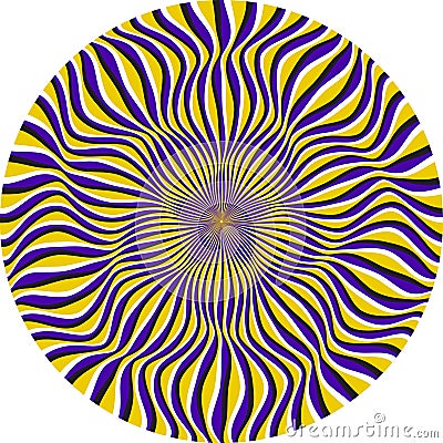 Optical illusion circle of moving striped pattern in pentagonal form. Circular template for motion background design Vector Illustration