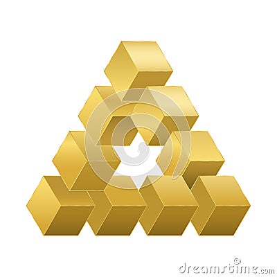Optical Illusion Golden Cubes Reutersvaerd Vector Illustration