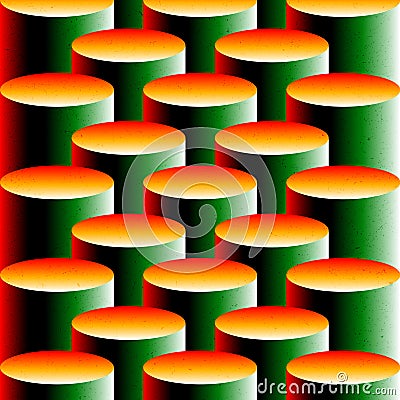 Optical illusion. Green and Orange Pillars Vector Illustration
