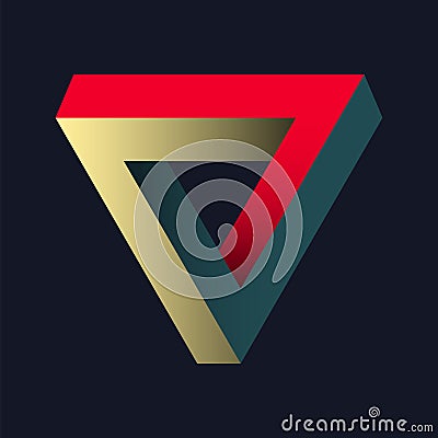 Optical illusion - infinite Penrose triangle. Vector Illustration