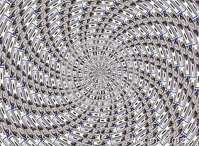 optical illusion made from 100 dollar banknotes Stock Photo