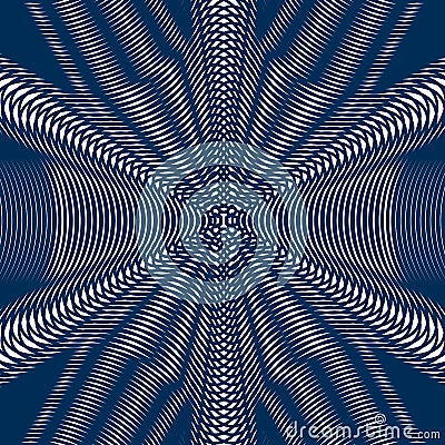 Optical illusion, moire background, abstract lined monochrome vector tiling. Unusual geometric pattern with visual effects. Vector Illustration
