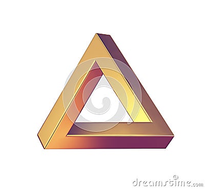 Optical illusion. Penrose triangle isolated on white Stock Photo