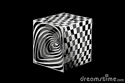optical illusion of a rotating cube on black background Stock Photo