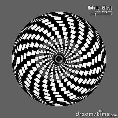 Optical Illusion. Vector 3d Art. Rotation Dynamic Effect. Spin Cycle. Swirl Pool Rings. Geometric Magic Background. Vector Illustration