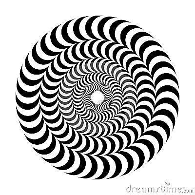 Optical illusion of volume. Round vector isolated black and white pattern on a white background. Vector Illustration